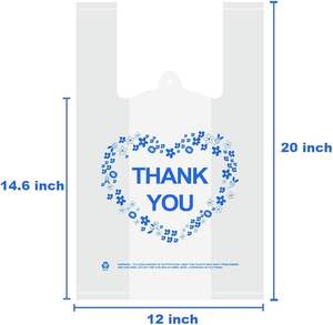 OEM/ODM Sacs en plastique biodégradables écologiques pour t-shirts Sacs à provisions colorés «Merci» pour les supermarchés Vente en gros - Product Image 6