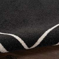 Tapis rectangulaire moderne en laine avec bordure noire, design écologique, à poils coupés fins, pour salon et décoration intérieure