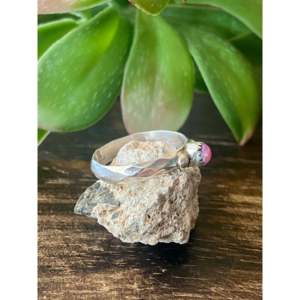 Navajo-Crafted Pink Opal & Rose Gold Plated Sterling <b>Silver</b> <b>Ring</b> Size 6.25 Oval Cut Bezel Set Inlay 18K Plating Gift - Product Image 3
