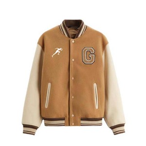 แจ็กเก็ตเบสบอลไฮสตรีทสำหรับฤดูหนาวปักตามสั่งแจ็คเก็ตผ้าขนสัตว์สำหรับผู้ชายเสื้อโค้ทแจ็คเก็ตทีมตัวแทนจดหมายพร้อมแขนเสื้อหนัง - Product Image 6