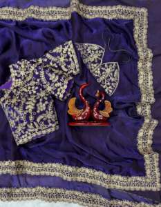 Bollywood diseño suave espacio seda con bordado Sari mujer moda fabricante y proveedor de Surat - Product Image 5