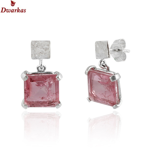 Boucles d'oreilles classiques faites à la main en argent sterling 925 doublet tourmaline quartz boucle d'oreille pierre précieuse texture boucles d'oreilles - Product Image 1