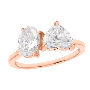 Bague de fiançailles ouverte avec diamant Moissanite et cœur ovale de 2.25 ct, or massif ou argent sterling, prix de gros - Product Image 3