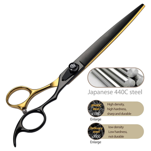 Tijeras de peluquería de color dorado y negro de 7 "con tornillo ajustable y silenciador, tijera profesional para el cuidado de mascotas - Product Image 6