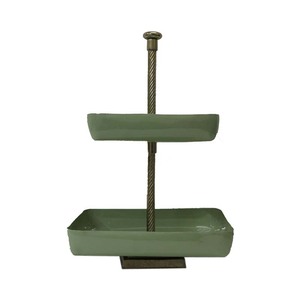 Support à gâteau rond en métal à 2 niveaux, design premium, finition grise, pour événements et fêtes d'anniversaire, fait main - Product Image 3