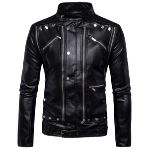 Chaquetas de moto informales de diseño personalizado de alta calidad para hombres de talla grande impermeable transpirable cuero cremallera algodón equipo de carreras - Product Image 1