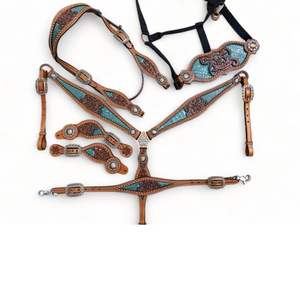 Cabecera de caballo occidental de diseño personalizado de calidad superior, cuero tallado a mano, equitación a precio competitivo - Product Image 2