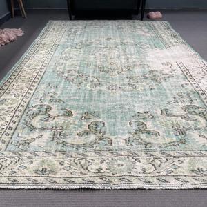 Alfombra Turca de 5.9x9.4 pies, Alfombra Vintage, Alfombra de Lana Ikat Azul - Product Image 2