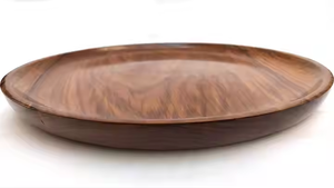 Venta al por mayor creativa platos de madera maciza comida fruta servir cena cargador plato redondo por media luna artesanía - Product Image 2