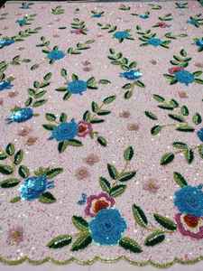 Tissu en dentelle de tulle 3D, motif batik, broderie, 100% acrylique, anti-boulochage, poids lourd, pour robes - Product Image 6