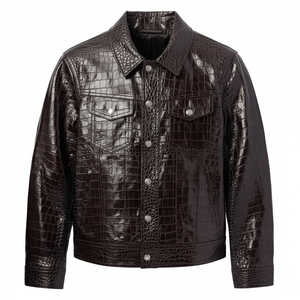 Chaqueta de Cuero Moderna para Hombre, Detalles de Lona, Impermeable, Transpirable, Resistente al Viento, Ecológica, con Cremallera, Duradera, Informal, OEM Frontal - Product Image 1