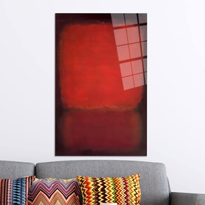 Impression sur toile abstraite rouge de style Mark Rothko : œuvre d'art moderne aux couleurs vives, ART SUR VERRE TÉMPERÉ - Product Image 1