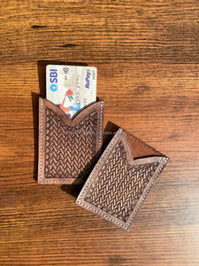 เคสใส่บัตรเครดิตทรงสี่เหลี่ยมผืนผ้าหนังถือด้วยมือขนาดเล็กน่ารักแบบตะวันตก - Product Image 2