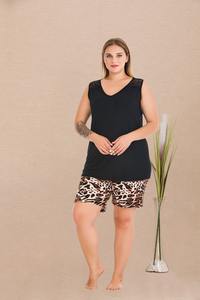 Conjunto de Pijama para Mujer Talla Grande, Camiseta de Manga Corta y Pantalones Cortos, Ropa de Dormir Cómoda de Talla Grande, Ropa para el Hogar - Product Image 3