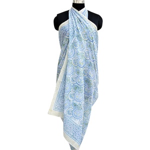 New Design Wholesale Multi Colors Cotton Eco-friendly High Quality <b>Shawl</b> Scarf Indian Block Printed Pareo Sarong Handmade Beach - Product Image 1