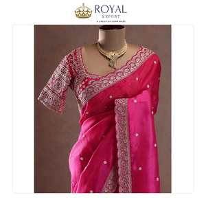 ส่าหรีผ้าไหมสำหรับผู้หญิงเสื้อผ้าอินเดียสไตล์คลาสสิก - Product Image 4