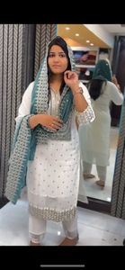 Haute qualité 2024 indien Pakistan Collection femmes mousseline soie Kurti ensemble vente chaude Salwar robe pour les femmes en Inde - Product Image 6