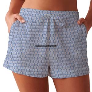 Shorts Casuales con Cordón para Mujer, Ropa de Verano, Shorts de Algodón con Estampado de Bloques, Colección para Chicas de Playa, Estilo Baby Doll - Product Image 6
