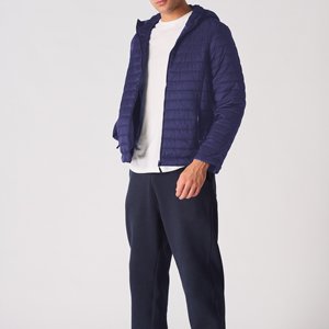 Chaqueta Acolchada Azul de Diseño Urbano Único para Hombre 2025, Abrigo Largo con Capucha y Revestimiento Delgado, Logotipo Frontal, Ropa de Invierno de Alta Calidad - Product Image 3