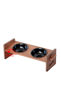 ชุดชามไม้ให้อาหารแมวและสุนัขแบบตั้งทำจากสแตนเลส3ชุดบนแท่นไม้อุปกรณ์ตกแต่งสัตว์เลี้ยงล่าสุดไฮเอนด์ - Product Image 2