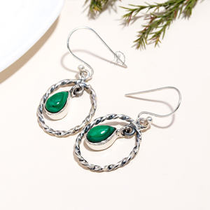 Nouvelle vente chaude femmes mode 925 solide en argent sterling Malachite pierres précieuses boucle d'oreille femmes boucles d'oreilles à la mode boucle d'oreille bijoux - Product Image 4