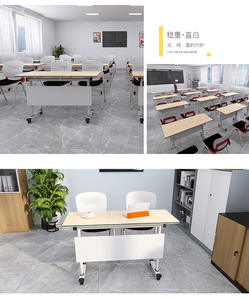 Table de conférence pliante en acier de style moderne avec roulettes - Convertible et pliable pour les réunions de bureau, la formation et l'apprentissage - Product Image 5