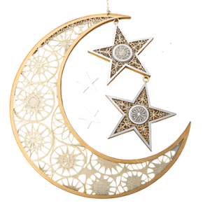 Luna y Estrella Colgantes de Latón de Alta Calidad con Acabado Pulido para Decoración del Hogar, Luna de Metal para Decoración Colgante - Product Image 5