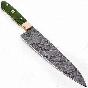 Ensemble de couteaux de chef professionnels personnalisables écologiques de haute qualité en acier damas avec manche en résine comprenant une gaine - Product Image 1