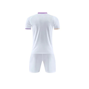 Conjunto deportivo de fútbol para hombre con logotipo personalizado más vendido, kit completo de color blanco que incluye camiseta y pantalones cortos de fútbol - Product Image 3