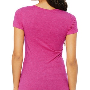 Verano liso blanco rosa camisetas de algodón de alta calidad de las mujeres de cuello redondo de gran tamaño camisetas con logotipo personalizado - Product Image 2