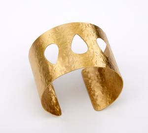 Brazalete ancho de diseñador floral de latón puro 100% hecho a mano, brazalete ajustable, Regalo para mamá - Product Image 3