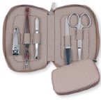 QNQ Kit de manucure professionnel de qualité supérieure, portable, écologique, mini, ensemble de coupe-ongles, boîte en cuir PU, soins personnels
