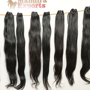 Extensiones de cabello humano de templo indio largo color negro recto natural virgen solo dibujado - Product Image 2