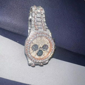 Reloj mecánico rectangular de lujo para hombre con moissanita diamante pulsera de acero inoxidable caja de movimiento embalaje - Product Image 1