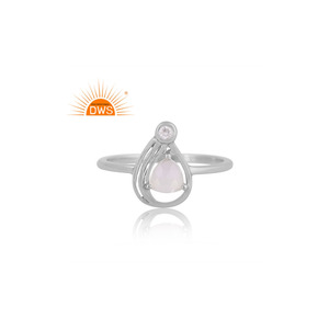 Best Selling Sterling Silver Natural <b>Cz</b> & Rainbow Moonstone Gemstone Stackable <b>Ring</b> Custom Jewelry For Women Gift For Her - Product Image 4