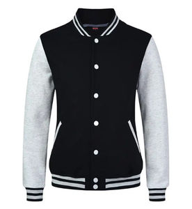 Veste bomber de style baseball personnalisée pour homme, avec lettres varsity, bleu gris, manches contrastées, vêtements décontractés, imprimé polyester/nylon - Product Image 6