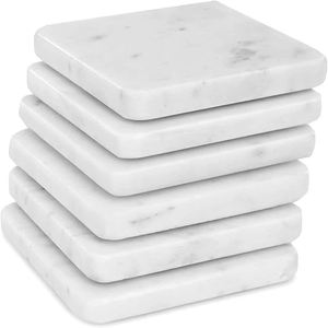 Custom Logo High Quality <b>Marble</b> <b>Coaster</b> Set of 4 White <b>Marble</b> <b>Coaster</b> Set Round Natural <b>Coasters</b> with Gold Edges - Product Image 5