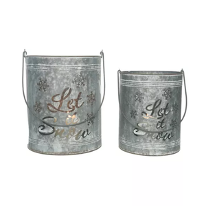 Galvanized Metal Decorative Tea Light Holder With Handle For Christmas <b>Decoration</b> in Bulk Rate - Product Image 1