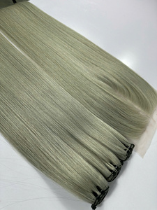 Cheveux Humains Remy Gris Pas Chers 13x4 Frontal Lisse Naturel Raide Double Trame Faite à la Machine du Vietnam - Product Image 6