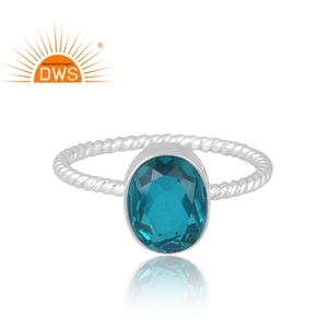 Venta caliente plata esterlina Natural Doublet Santamaria aguamarina cuarzo piedra preciosa anillo joyería personalizada para mujeres regalo para ella - Product Image 3