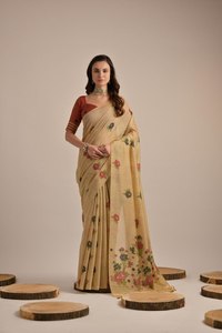 Bureau et tenue de jour décontractée belle broderie numérique imprimé adulte spécial fantaisie saree avec un point chemisier pièce à vendre - Product Image 6