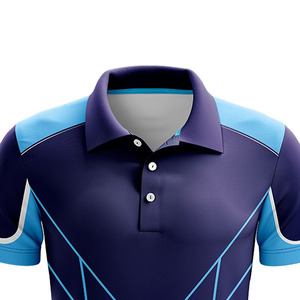 Maillots de cricket personnalisés pour hommes de haute qualité, bleus, à panneaux, 100% polyester, sublimés, en vente, ensembles d'uniformes de cricket pour hommes - Product Image 2