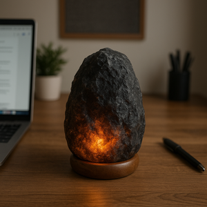 Lámpara de Sal del Himalaya Negra Natural Hecha a Mano, Cristal de Roca Pulido, Purificador de Aire, Luz Decorativa para el Hogar - Product Image 4