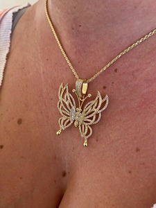 Nuevo Collar con Colgante de Diamantes de Imitación VVS Moissanite, Estilo Hip Hop, Chapado en Oro, Plata 925, Diseño de Mariposa Brillante - Product Image 3