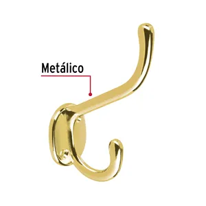 Scatola di 12 ganci appendiabiti lunghi e corti doppi in ottone lucido - Product Image 2