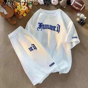 เสื้อยืดและกางเกงขาสั้นชุดเซ็ต 2 ชิ้น สไตล์สตรีทแฟชั่นฤดูร้อน ดีไซน์ตามสั่ง ผ้าฝ้ายระบายอากาศ ชุดลำลองสำหรับทุกเพศ รับผลิตแบรนด์ส่วนตัว - Product Image 2