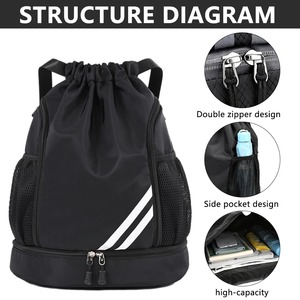 Fashionable Waterproof Drawstring Backpack with Zip Pocket <b>Men</b>/Women Sport Running Swimming <b>Bag</b> with Shoes Compartment - Product Image 4