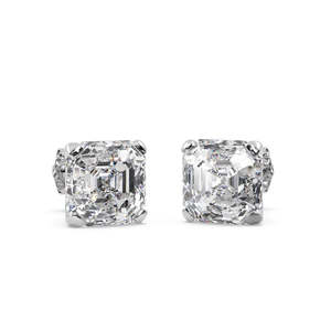 Boucles d'oreilles en diamant taille Asscher de 1,00 ct en platine (G-H VS2-SI1) - Product Image 1