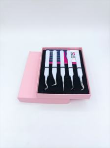 Pince à épiler pour cils en acier inoxydable de haute qualité, durable, avec revêtement en poudre blanche, double courbure à 45 degrés, longueur 10 mm - Product Image 6