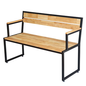 Banc en bois massif de 1,2 m avec dossier et accoudoirs, design traditionnel-moderne pour l'extérieur et le jardin, Park GBD017 - Product Image 1
